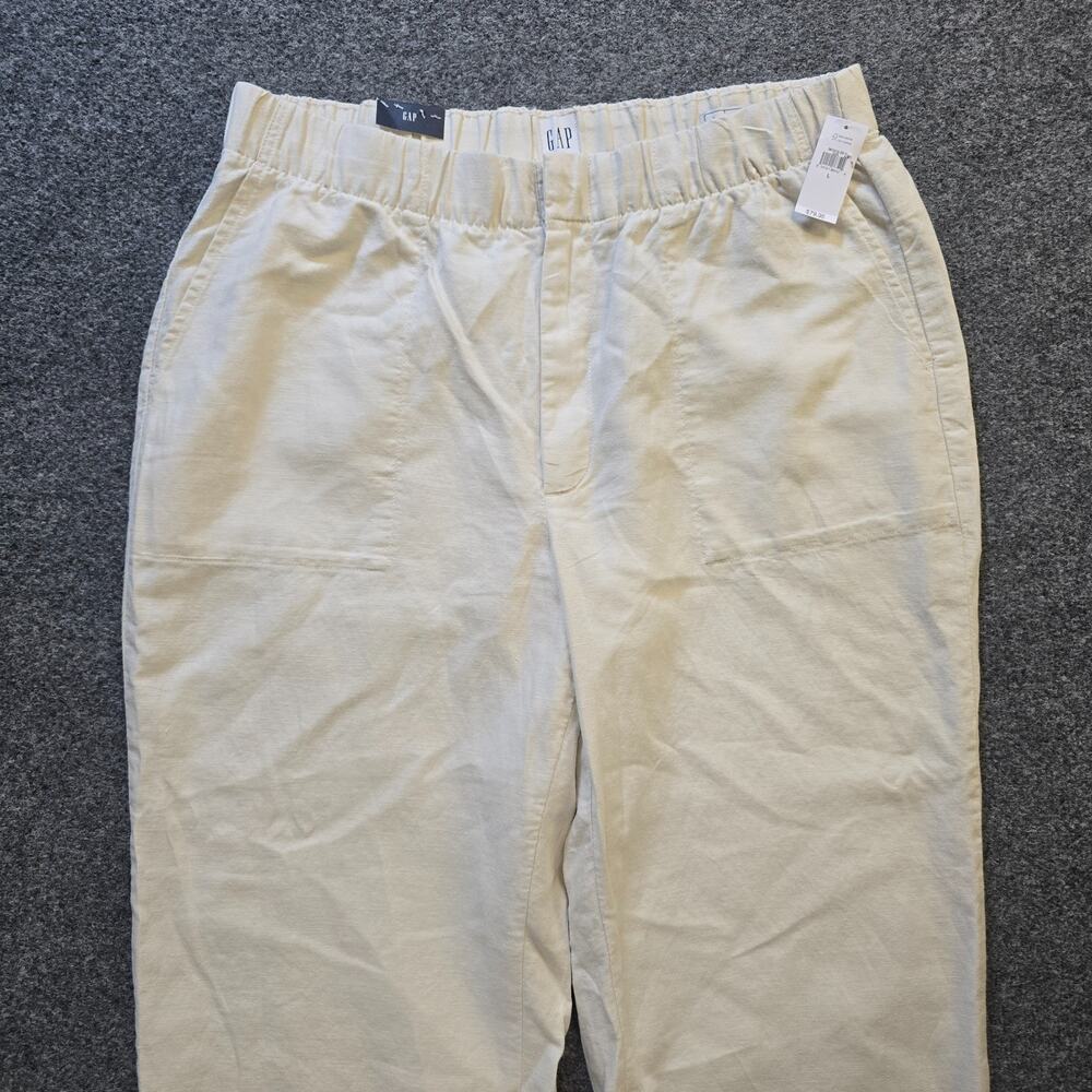 GAP Pants Womens Size Large Off White Straight Leg Linen Blend Cropped Casual - Picture 2 of 12